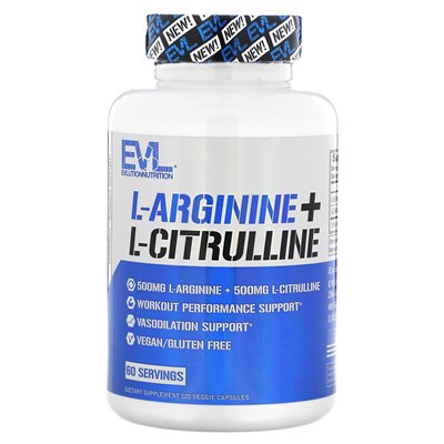 Evlution Nutrition, L-Arginine + L-Citrulline, 120 Vegetarian Capsules