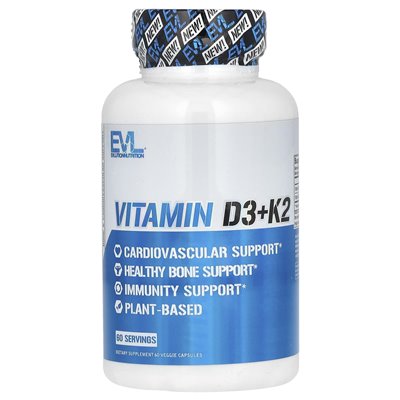 Evlution Nutrition, witamina D3+K2, 60 kapsułek wegetariańskich