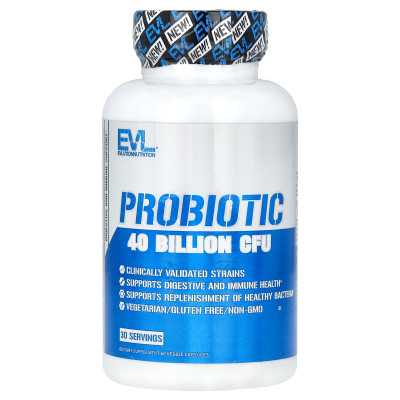 Evlution Nutrition, Probiotic, 40 Billion CFU, 60 Veggie Capsules (20 Billion CFU per Capsule)