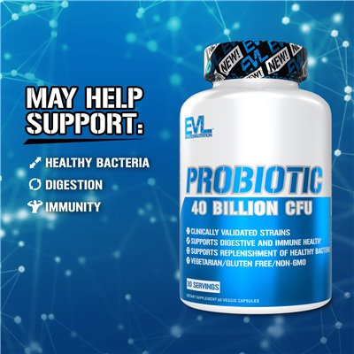 Evlution Nutrition, Probiotic, 40 Billion CFU, 60 Veggie Capsules (20 Billion CFU per Capsule)