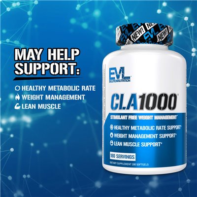 Evlution Nutrition, CLA1000, stymulantowe zarządzanie wagą, 180 miękkich