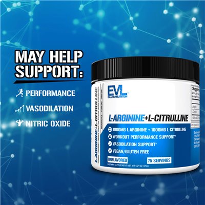 Evlution Nutrition, L-arginina+L-cytrulina, niezmożona, 5,29 uncji (150 g)