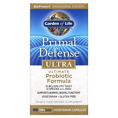 Ogród życia, pierwotna obrona, Ultra, Ultimate Probiotic Formuła, 180 Ultrazorbe Vegetarian Capsules Ogród życia, pierwotna obrona, Ultra, Ultimate Probiotic Formuła, 180 Ultrazorbe Vegetarian Capsules