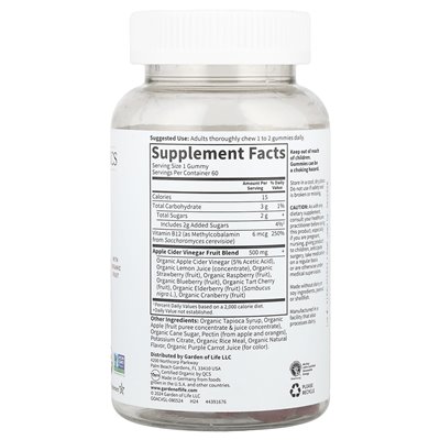 Garden of Life, Bio-Apfelwein-Gummibärchen, 60 vegane Gummibärchen