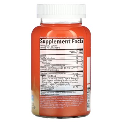 Ogród życia, gumie kodu witaminowego, witaminy D3 i K2, Raspberry Lemon, 45 Gummies