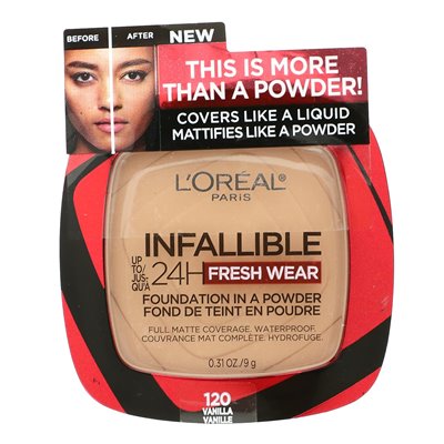 L'Oréal, Infallible 24h Fresh Wear, Puderfoundation, 120 Vanille, 9 g (0,31 oz.)