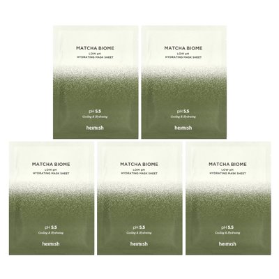 Heimish, Matcha Biome, feuchtigkeitsspendende Schönheitsmaske mit niedrigem pH-Wert, 5 Blätter, je 30 ml
