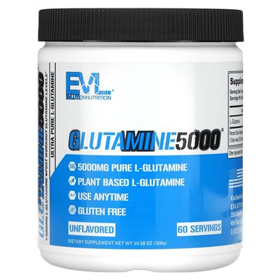 Evlution Nutrition, Glutamine5000, niezmożone, 10,58 uncji (300 g)