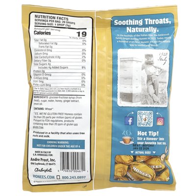 Monery, miód imbirowe krople, 20 sztuk, 3,5 uncji (100 g)
