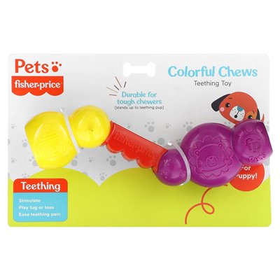Fisher-Price, zwierzęta, kolorowe żucie, zabawka ząbkowania, dla szczeniaka, 1 zabawka do żucia