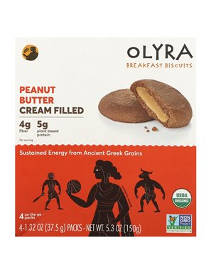 Olyra, Frühstückskekse, mit Erdnussbuttercreme gefüllt, 4 Packungen, je 1,32 oz (37,5 g) Olyra, Frühstückskekse, mit Erdnussbuttercreme gefüllt, 4 Packungen, je 1,32 oz (37,5 g)