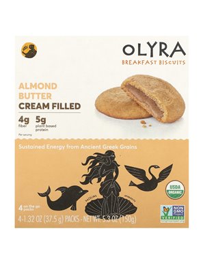 Olyra, Frühstückskekse, gefüllt mit Mandelbuttercreme, 4 Packungen zu je 1,32 oz (37,5 g)