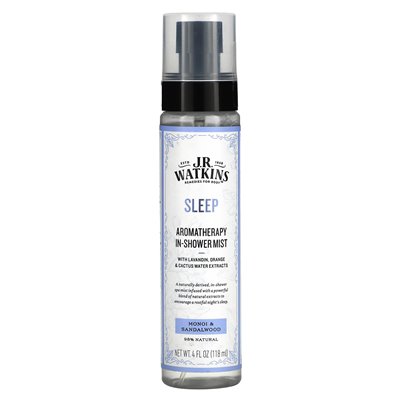 J R Watkins, Sleep, Aromatherapy In-Shower Mist, Monoi &amp Sandalwood, 4 Fl Oz (118 ml)