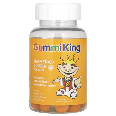 Gummiking, kurkuma + imbir dla dzieci, mango, 60 gumzy