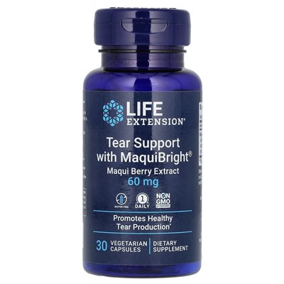 Life Extension, Tear Support with Maquibright, Maqui Berry Extract, 60mg, 30 Vegetarian Capsules