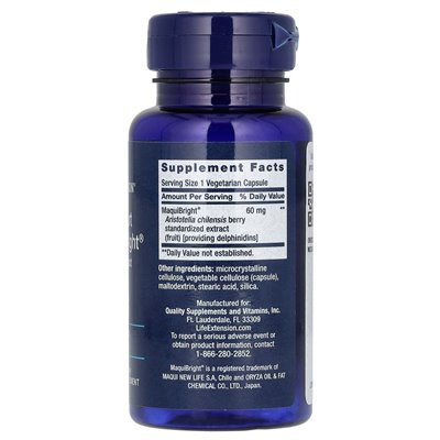 Rozszerzenie życia, wsparcie łzowe za pomocą maquibright, ekstrakt z jagód Maqui, 60 mg, 30 kapsułek wegetariańskich Rozszerzenie życia, wsparcie łzowe za pomocą maquibright, ekstrakt z jagód Maqui, 60 mg, 30 kapsułek wegetariańskich
