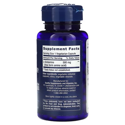 Life Extension, L-Glutamina, 500 mg, 100 Wegetariańskich Kapsułek Life Extension, L-Glutamina, 500 mg, 100 Wegetariańskich Kapsułek