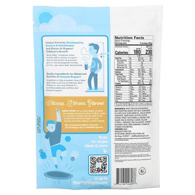 Healthy Heights, Grow Daily, Whey Protein & Nutrition Mix, For Kids 3+, Vanilla, 21.7 oz (616 g) Healthy Heights, Grow Daily, Whey Protein & Nutrition Mix, For Kids 3+, Vanilla, 21.7 oz (616 g)