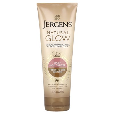 Jergens, naturalny blask, codzienny krem ​​nawilżający, średnie i głębokie odcienie skóry, 7,5 fl oz (221 ml)