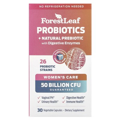 Leśny liść, opieka kobiet, probiotyki + naturalny prebiotyk z enzymami trawiennymi, 30 kapsułek warzywnych Leśny liść, opieka kobiet, probiotyki + naturalny prebiotyk z enzymami trawiennymi, 30 kapsułek warzywnych
