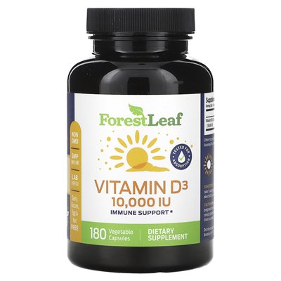 Leśny liść, witamina D3, 250 mcg (10 000 IU), 180 kapsułek warzywnych