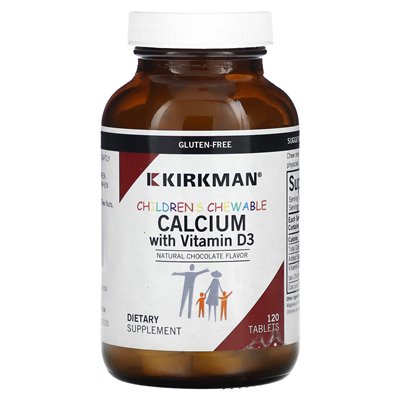 Kirkman Labs, Children's Chewable Calcium with Vitamin D3, Natural Chocolate, 120 Tablets