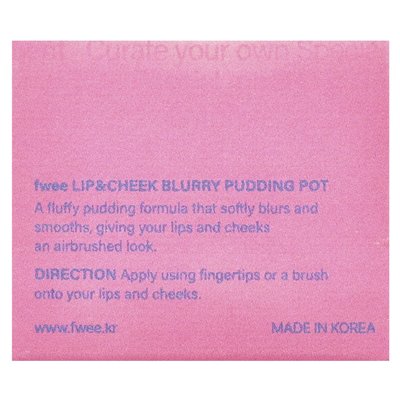 Fwee, Lip &amp Cheek Blurry Pudding Pot, PK04 Crush, 0,17 uncji (5 g)
