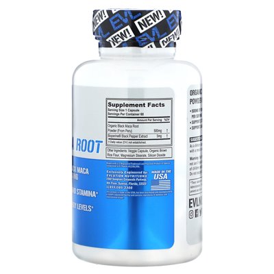 Evlution Nutrition, Black Maca Root, 60 kapsułek wegetariańskich