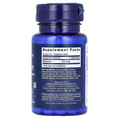 Life Extension, Melatonin, 6-Stunden-Zeitfreigabe, 750 mcg, 60 vegetarische Tabletten