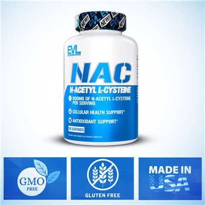 Evlution Nutrition, NAC, 600 mg, 60 kapsułek wegetariańskich