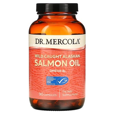 Dr Mercola, Wild Caught Alaskan Salmon Oil, 90 kapsułek