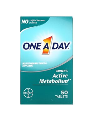 One-A-Day, Aktywny Metabolizm Kobiet, Wieloskładnikowe Witaminy / Wieloskładnikowe Suplementy Mineralne, 50 Tabletek