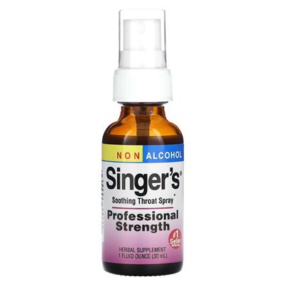 Zioła itp., Piosenkarka, kojący spray do gardła, bez alkoholu, 1 fl oz (30 ml)