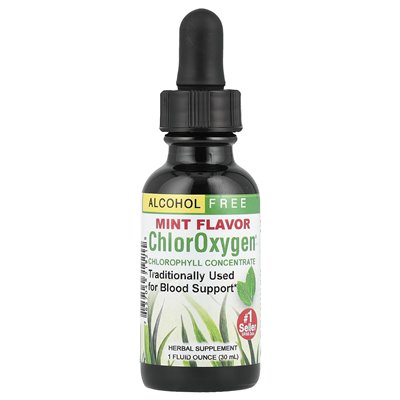 Zioła itp., Chloroksygen®, koncentrat chlorofilu, wolny od alkoholu, mięta, 1 fl oz (30 ml)