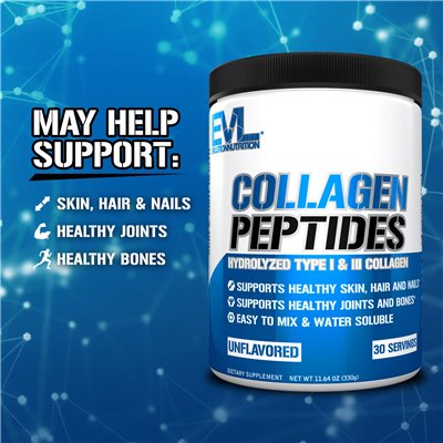 Evlution Nutrition, Kollagenpeptide, hydrolysiertes Kollagen Typ I und III, unverarbeitet, 11,64 oz (330 g) Evlution Nutrition, Kollagenpeptide, hydrolysiertes Kollagen Typ I und III, unverarbeitet, 11,64 oz (330 g)
