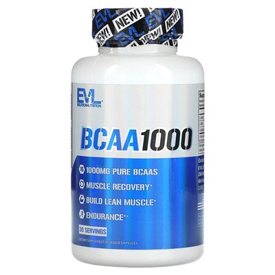 Evlution Nutrition, BCAA1000, 1000 mg, 60 kapsułek warzywnych (500 mg na kapsułkę)