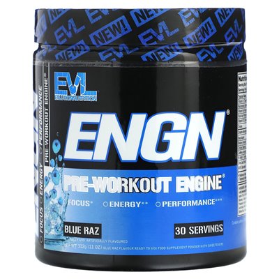 Evlution Nutrition, Engn, przedtrening silnik, Blue Raz, 11 uncji (312 g)