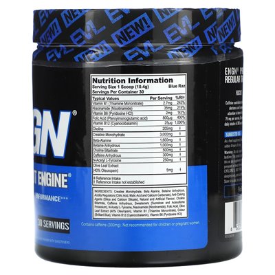 Evlution Nutrition, Engn, przedtrening silnik, Blue Raz, 11 uncji (312 g)