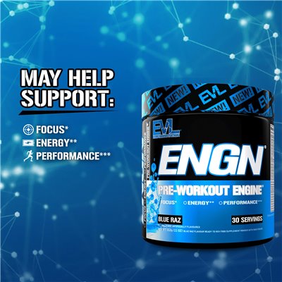 Evlution Nutrition, Engn, przedtrening silnik, Blue Raz, 11 uncji (312 g)