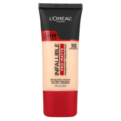 L'Oréal, nieomylne, pro-matte Foundation, 102 Shell Beige, 1 fl oz (30 ml)