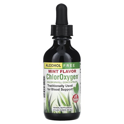 Zioła itp., Chloroksygen®, koncentrat chlorofilu, wolny od alkoholu, mięta, 2 fl oz (59 ml)