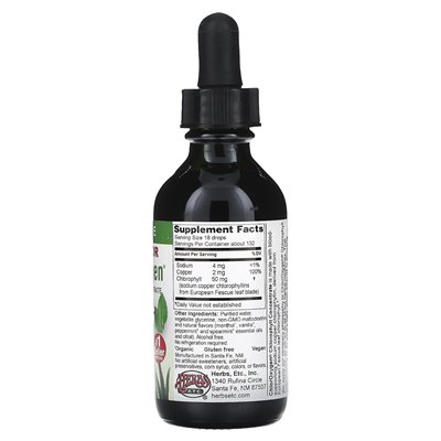 Zioła itp., Chloroksygen®, koncentrat chlorofilu, wolny od alkoholu, mięta, 2 fl oz (59 ml)