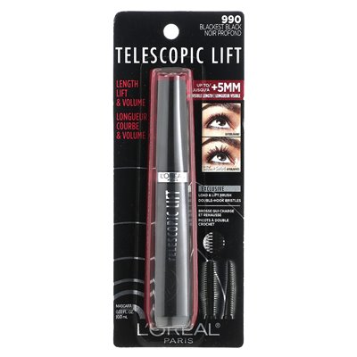 L'Oréal, teleskopowy tusz do rzęs, 990 Blackest Black, 0,33 fl oz (10 ml) L'Oréal, teleskopowy tusz do rzęs, 990 Blackest Black, 0,33 fl oz (10 ml)