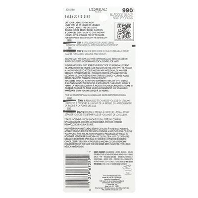 L'Oréal, teleskopowy tusz do rzęs, 990 Blackest Black, 0,33 fl oz (10 ml) L'Oréal, teleskopowy tusz do rzęs, 990 Blackest Black, 0,33 fl oz (10 ml)