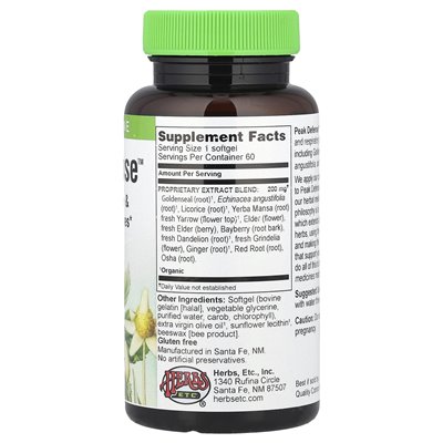 Zioła itp., Peak Defense ™, 60 softgels