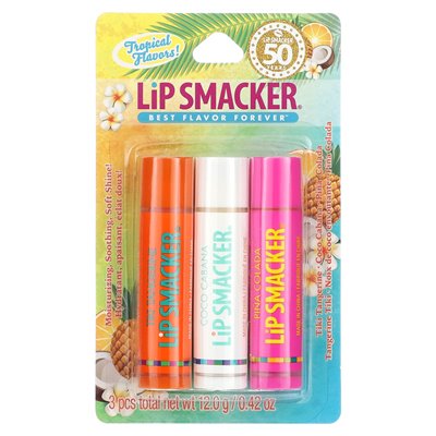 Lip Smacker, balsam do ust, tropikalny, 3 paczki, 0,42 uncji (12 g)