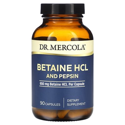 Dr Mercoli, Betaine HCl i Pepsin, 650 mg, 90 kapsułek