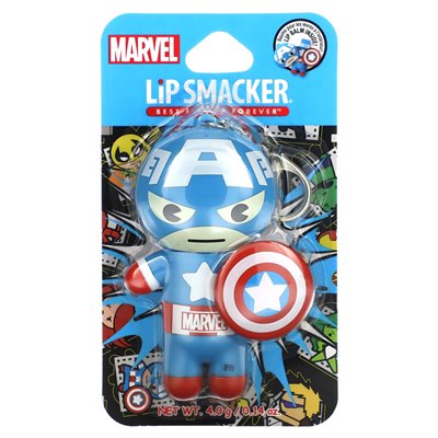 Lip Smacker, Marvel Captain America, Lip Balm, Red, White & Ber-Breer, 0,14 uncji (4 g) Lip Smacker, Marvel Captain America, Lip Balm, Red, White & Ber-Breer, 0,14 uncji (4 g)