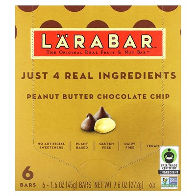 Larabar, Original Real Fruit & Nut Bar, Erdnussbutter-Chip, 6 Riegel, 1,6 oz (45 g)