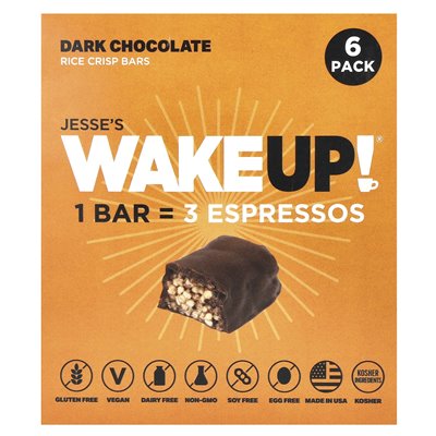 Jesse's Wakeup!, Rice Crisp Bars, ciemna czekolada, 6 paczek, 1,13 uncji (32 g)